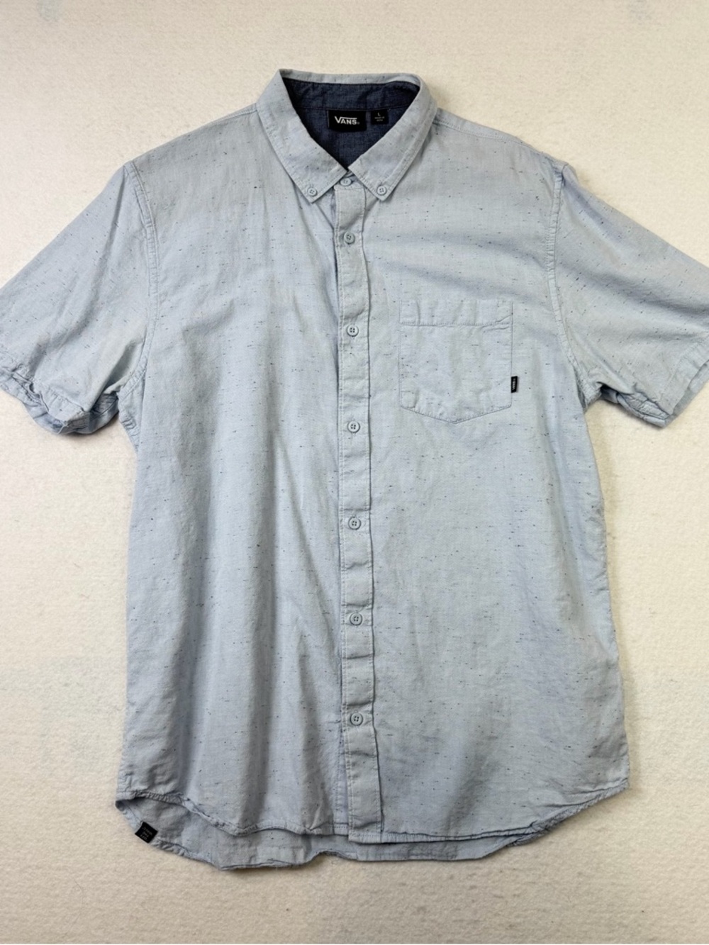 Vans Short Sleeve Button Down Shirt Light Gray Size Large